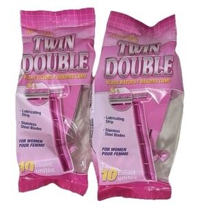 2 Pack Assured Woman Twin Double Blade Disposable Razor 10 Count Pack Total 20
